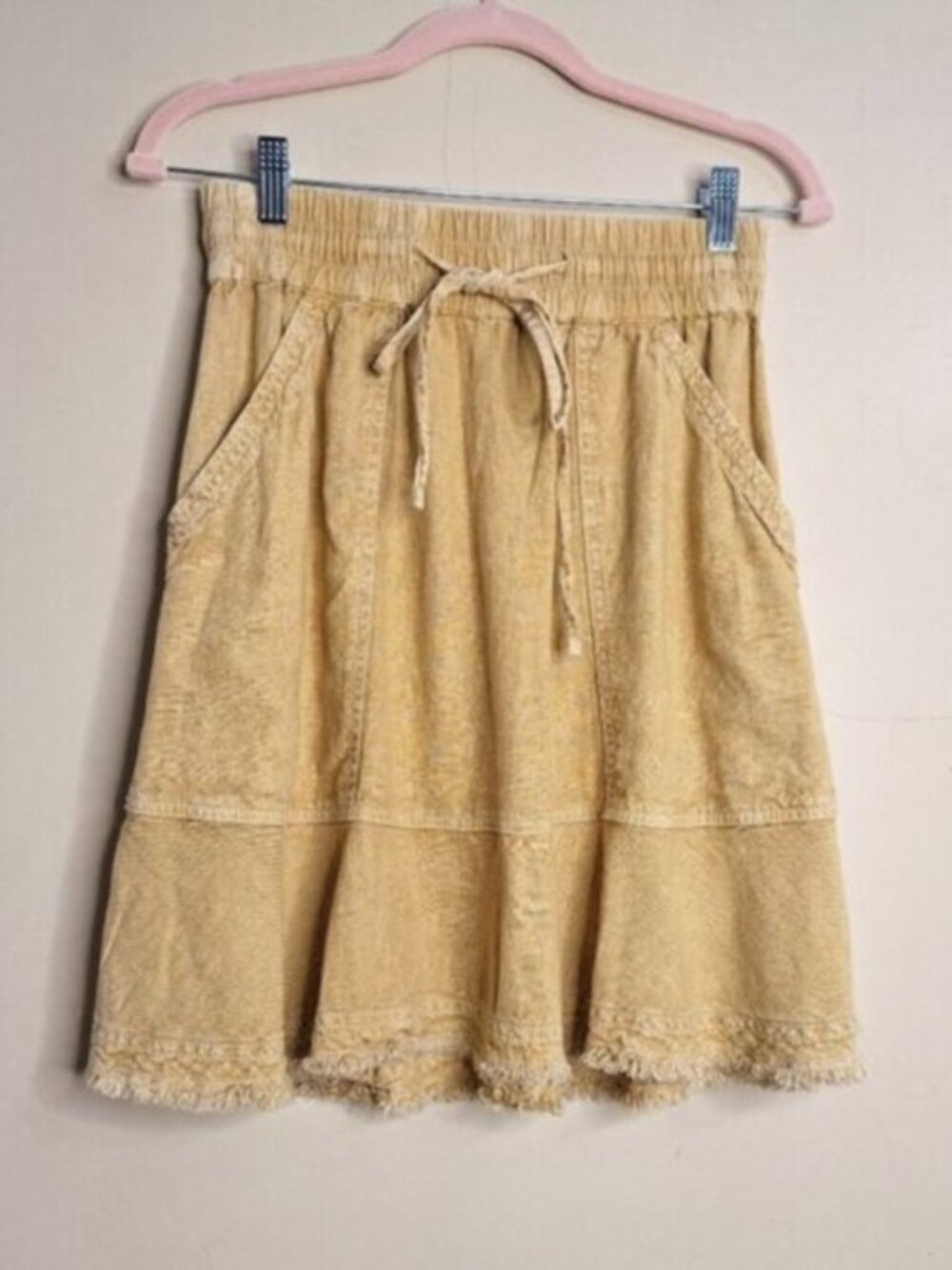 Pilcro Womens Yellow Flounced Linen Blend Mini Skirt Sz Small - Picture 6 of 8